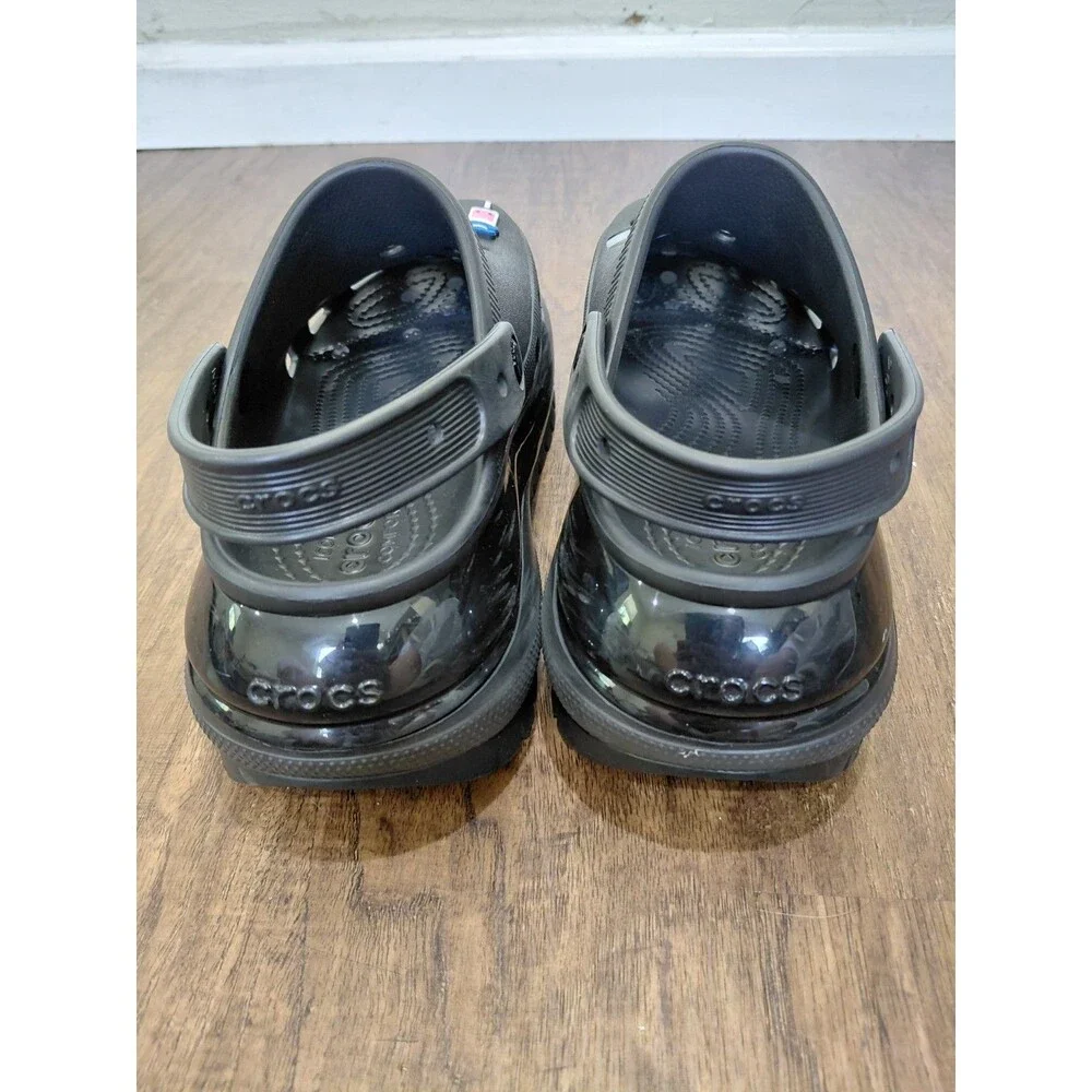 CROCS Black Mega Crush Rebel Clogs Black M8 W10 SANDALS PLATFORM
